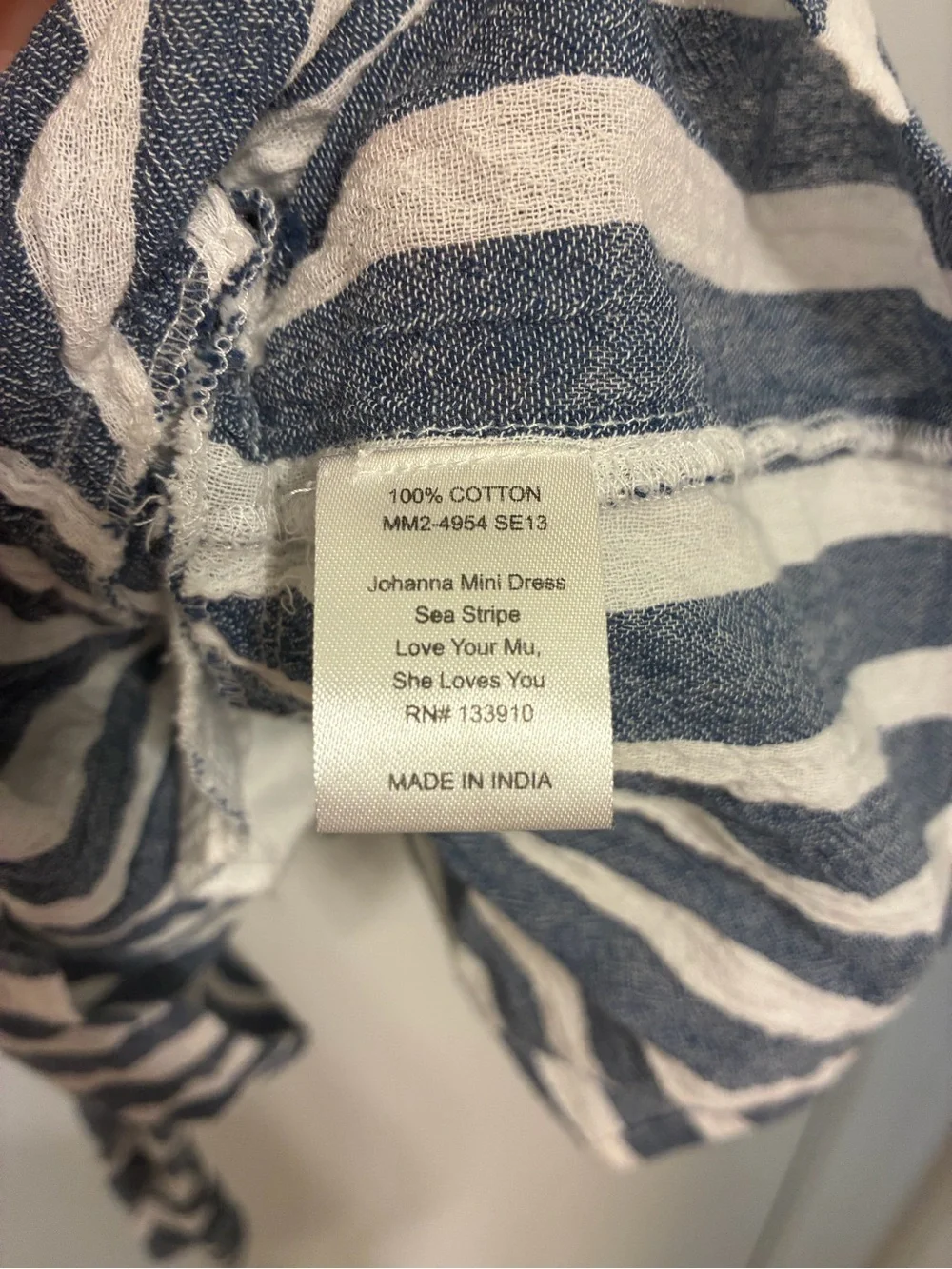 Show Me Your Mumu - Johanna Mini Dress - Sea Stripe. Size XS